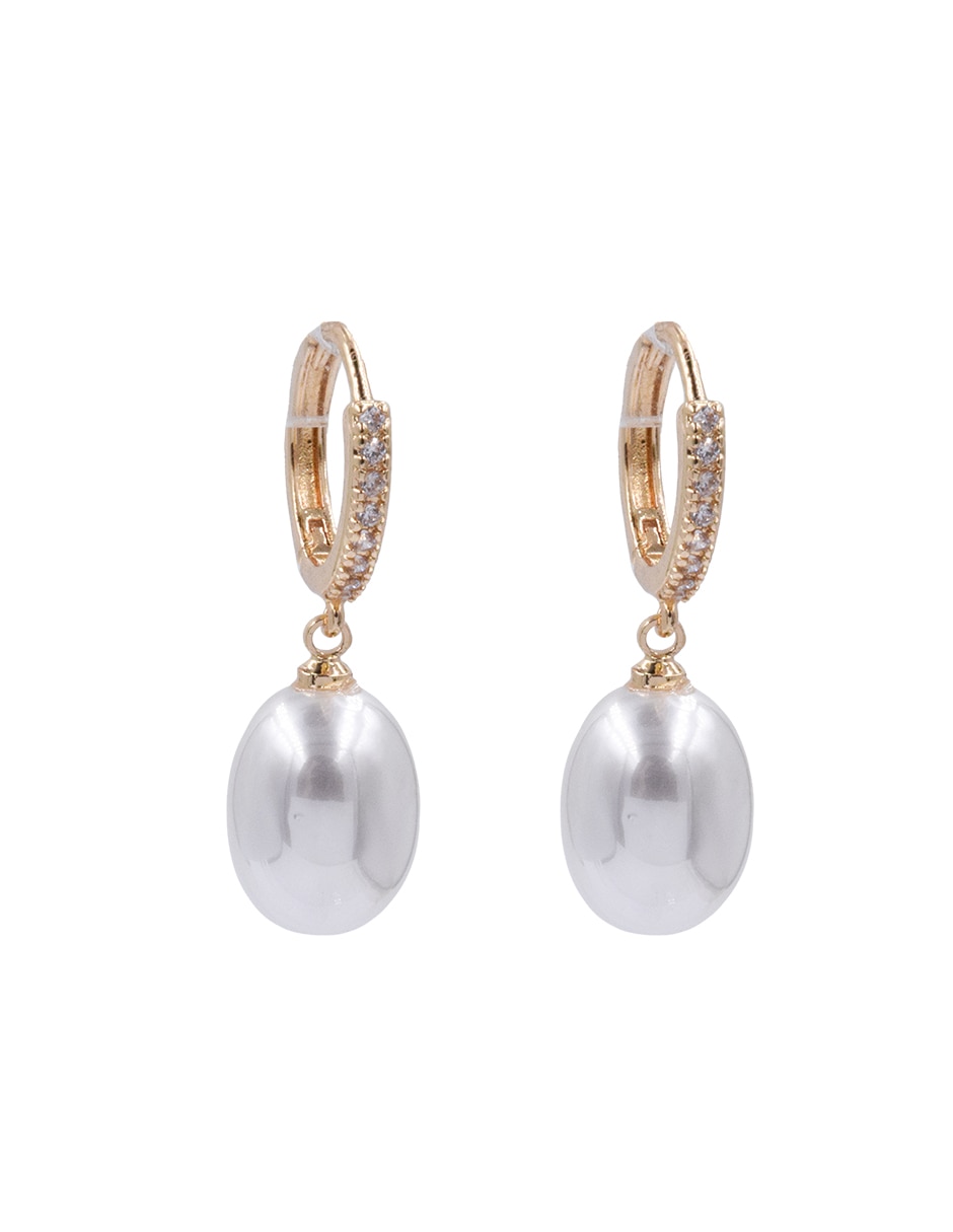 Aretes largos de gota Accesorios de Zirconia con acabado chapa de oro perla con zirconia 4